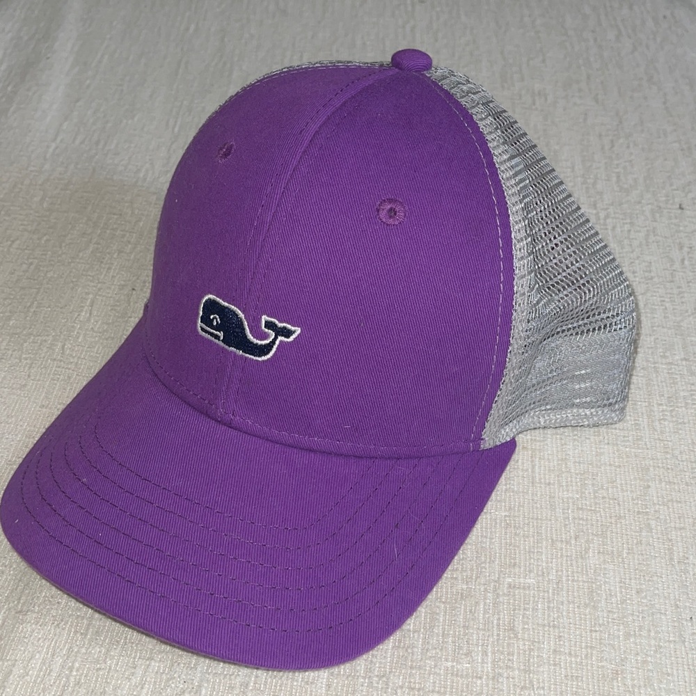 Vineyard Vines High Profile Trucker Cap in the color Eggplant. - Picture 5 of 5